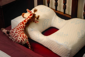 Gracie resting on Cozy Curvy